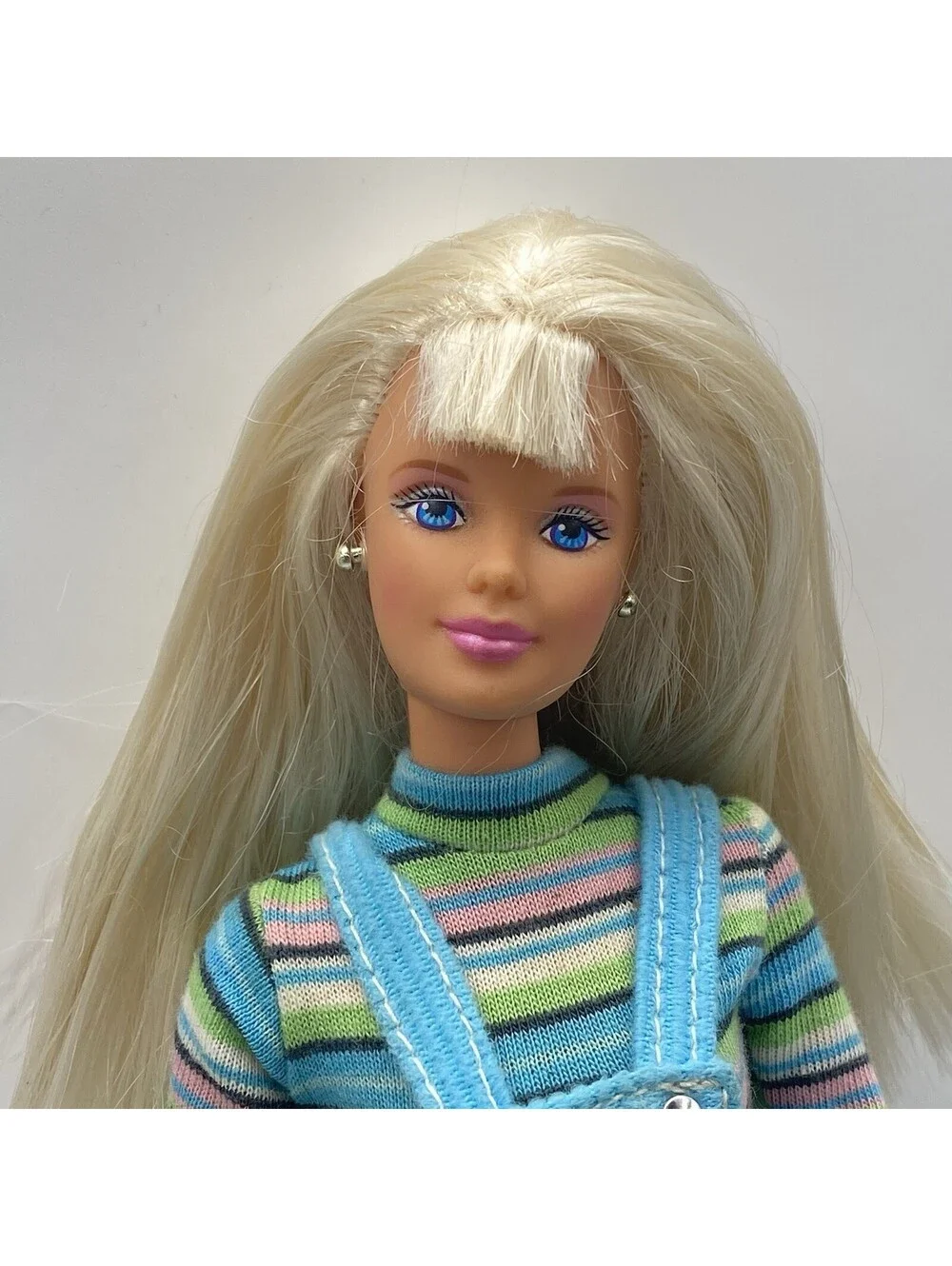 1997 Vintage Cool Blue Barbie Doll Overalls, Mattel #20122, Complete with Shoes